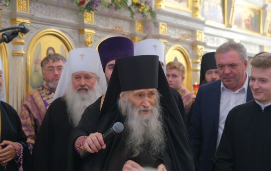 В память 40 Севастийских мучеников, схиархимандрит Илий (Ноздрин) принимал поздравления по случаю своих именин и в связи с 90-летием со дня рождения.